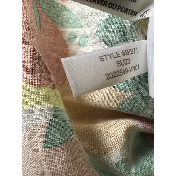 J. Crew Linen Blend Printed Mini Dress A-Line Tiered Floral Fruit Pockets Size 8 - Picture 12 of 16